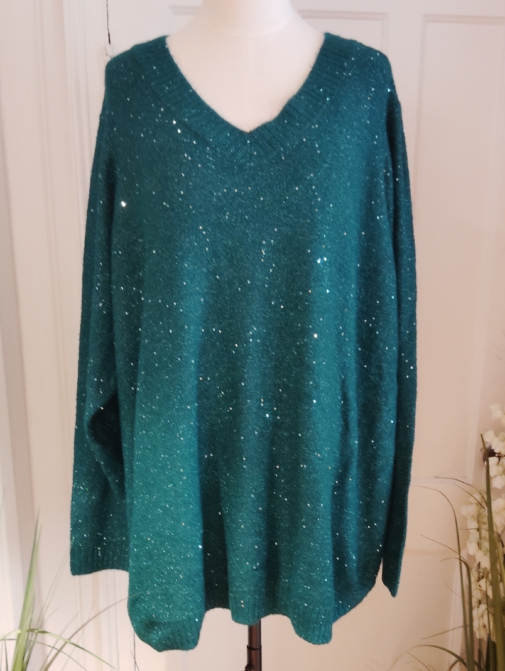 Denim & Company Long Sleeve Sparkle Sweater